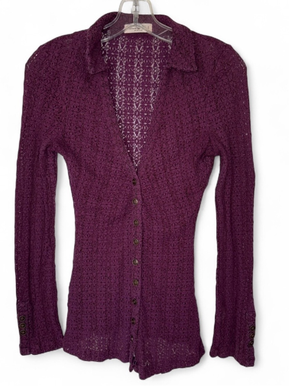 NATURAL LIFE Plum Lace Button-Down Shirt